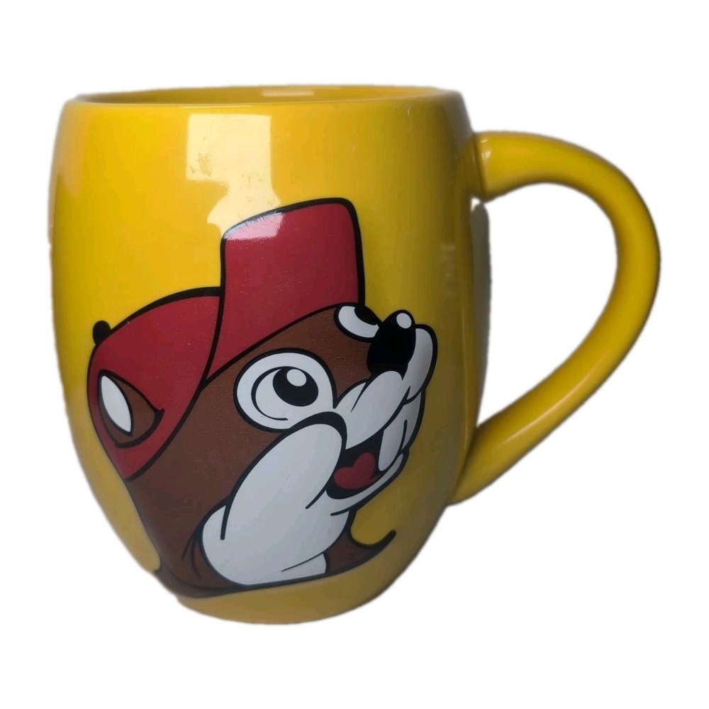 Buc-ees Coffee Mug Cup Beaver Believer Relief Yellow Bucees Face